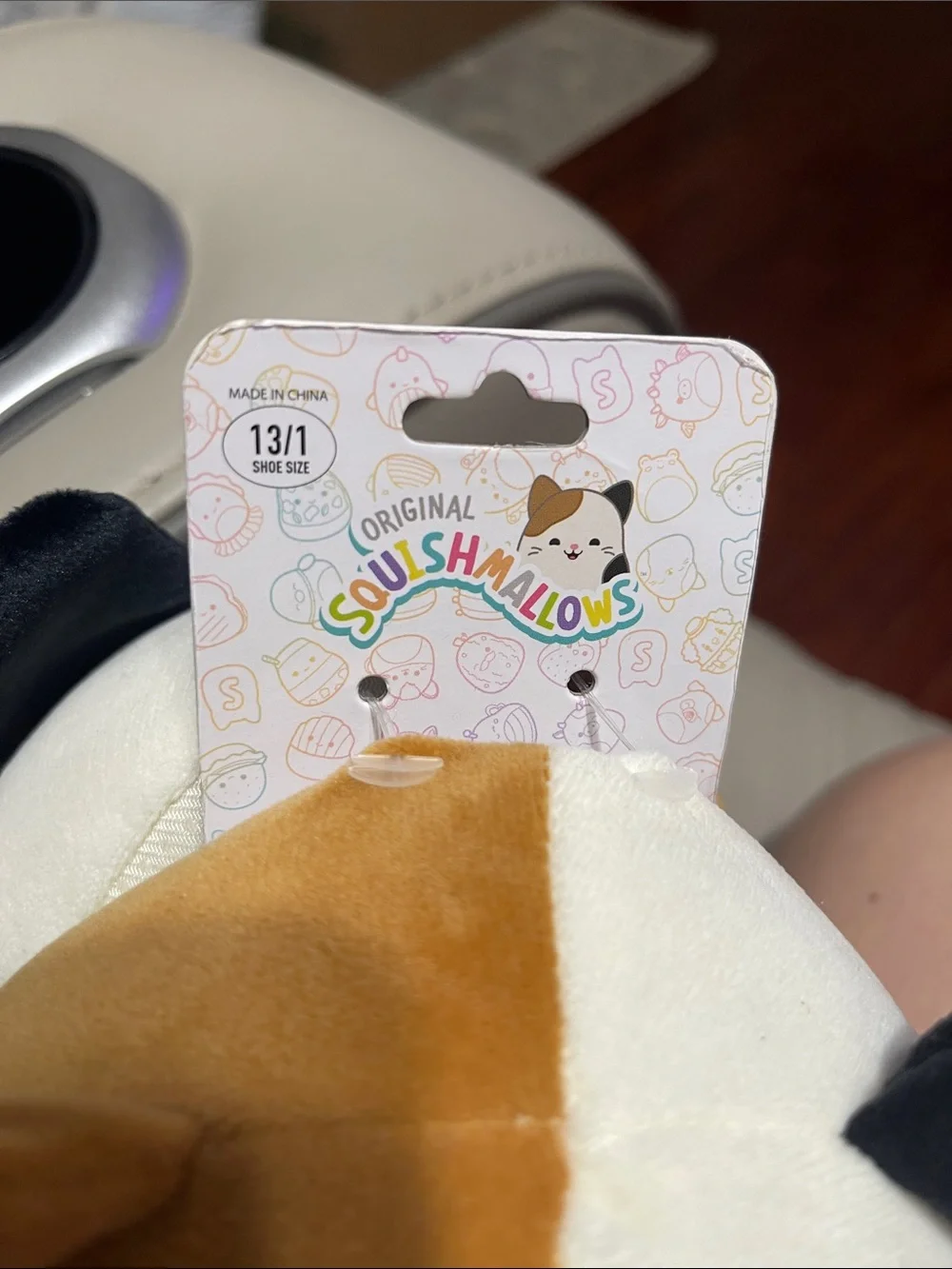 Squishmallows Kids Cat Slippers – White, Brown, Black